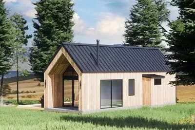1-Bedroom Scandinavian Style Cottage Home Plan or ADU