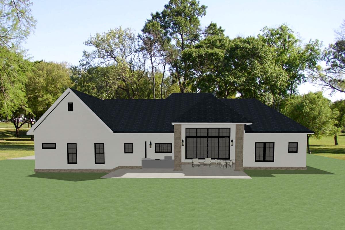 Plan 46494LA: Transitional Country House Plan with Study and Private Owner's Suite - 3637 Sq Ft - Image #4 - Country, New American, Transitional