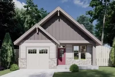 1563 Square Foot Craftsman Home Plan with Flex Room and 1-Car Garage