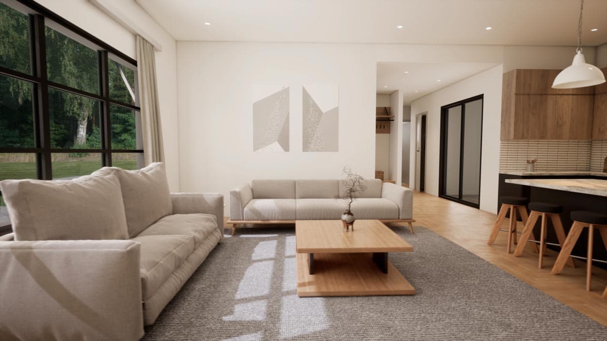 Plan 420096WNT: Under 1,500 Square Foot Modern Home Plan with Rear Garage - Image #6 - Modern, Mountain, Northwest