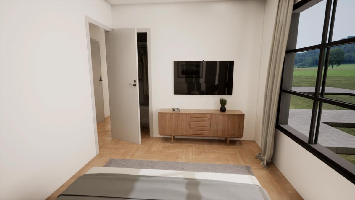 Plan 420096WNT: Under 1,500 Square Foot Modern Home Plan with Rear Garage - Image #9 - Modern, Mountain, Northwest