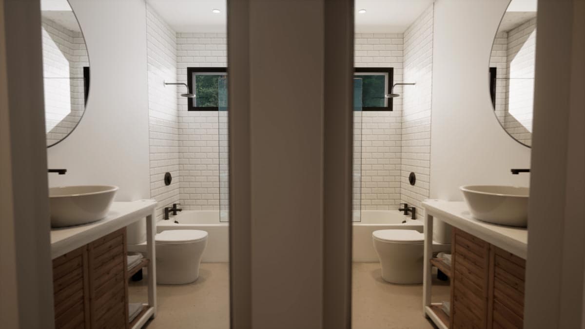 Plan 420096WNT: Under 1,500 Square Foot Modern Home Plan with Rear Garage - Image #11 - Modern, Mountain, Northwest