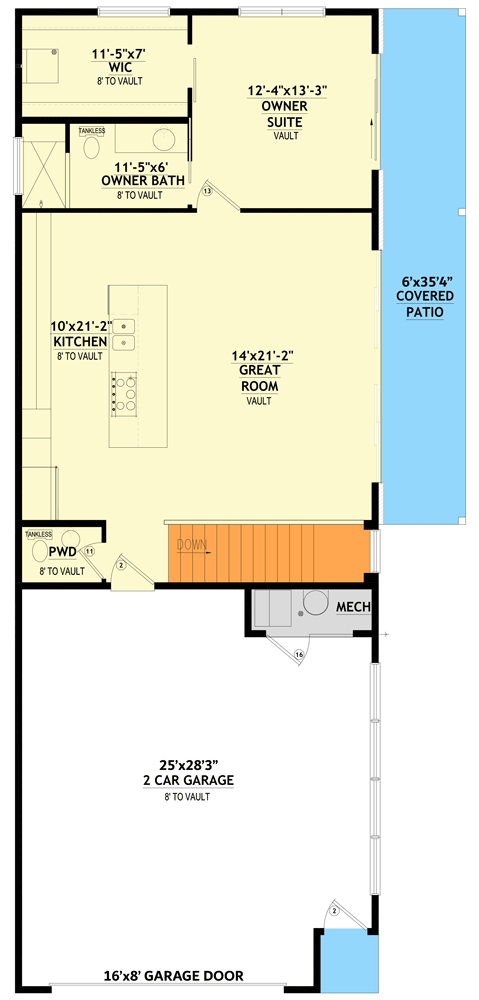 Plan 849013PGE: 2-Car Modern Garage Plan with 1-Bed ADU Apartment Under 1000 Sq. ft. - Floor Plan - Main Level - Carriage, Contemporary, Modern