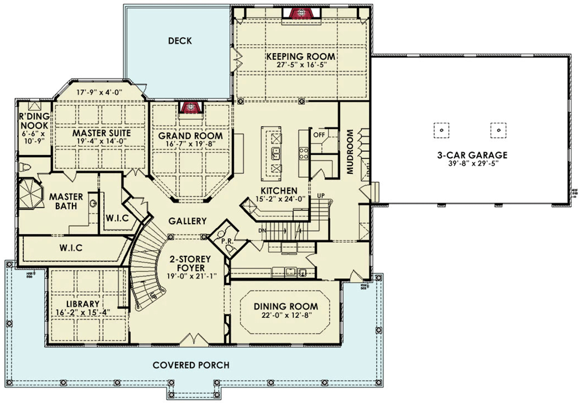 Plan 25816GE: 6 Bed Traditional Country Home Plan with Formal Dining Room - Floor Plan - Main Level - Country, Farmhouse, Traditional