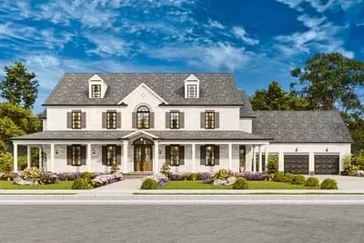 6 Bed Traditional Country Home Plan with Formal Dining Room