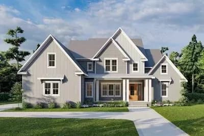 Fresh Country House Plan with Main-level Den or Office and Primary Bedroom