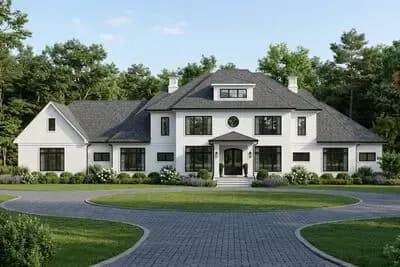 Transitional Country House Plan with Deluxe Owner's Suite and Bonus Room Above Garage - 5491 Sq Ft