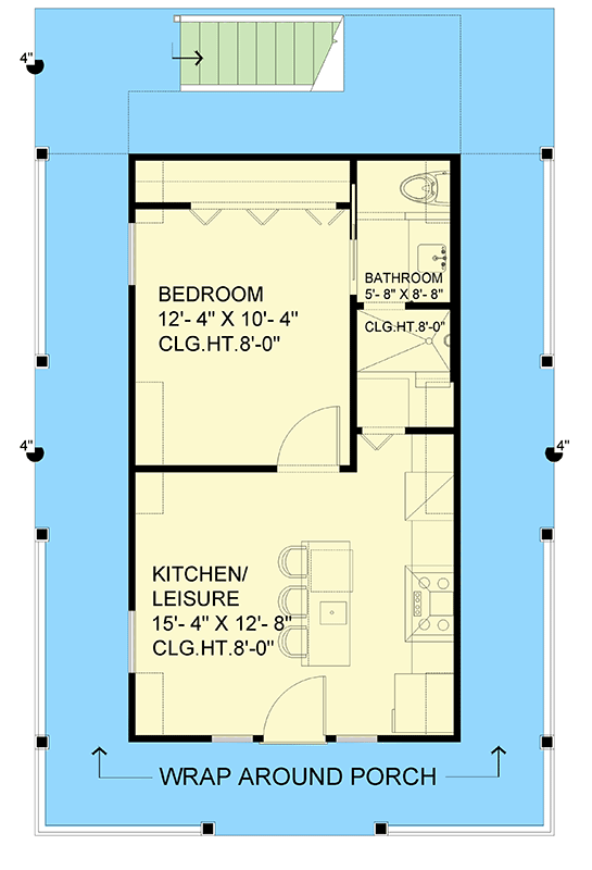 Plan 735009CAR: Multi-Family Tiny Home Plan with Two, 1-Bed Apartments - Floor Plan - Main Level - Cottage, Country, Farmhouse, Modern Farmhouse, Traditional