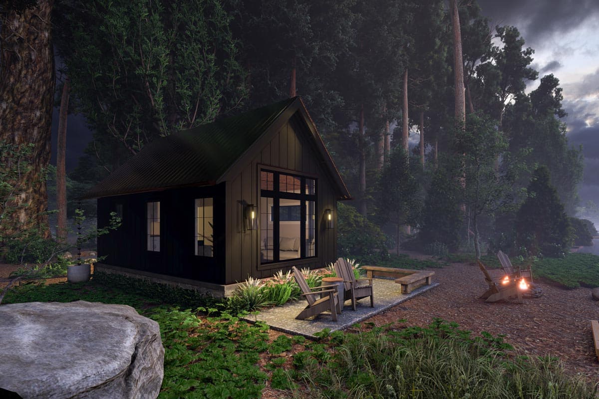 Plan 865021SHW: 485 Square Foot Tiny House Plan with Loft  - Image #6 - Craftsman, Rustic