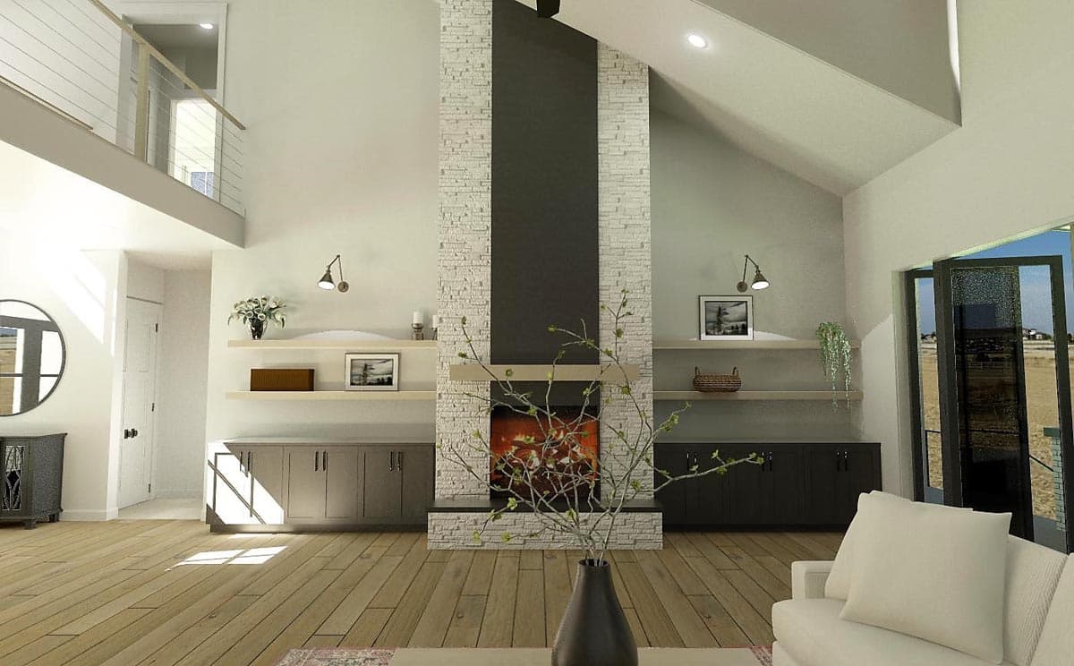 Plan 703005TYL: Transitional House Plan with Two Story Great Room and Lower Level with Home Theater - Image #7 - Contemporary, Transitional