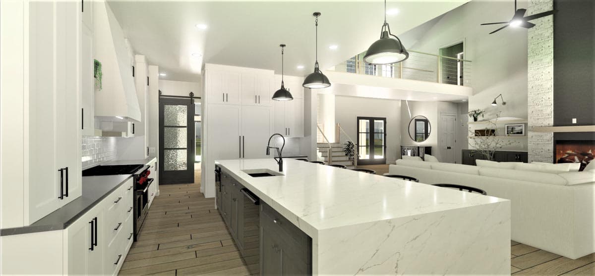 Plan 703005TYL: Transitional House Plan with Two Story Great Room and Lower Level with Home Theater - Image #11 - Contemporary, Transitional