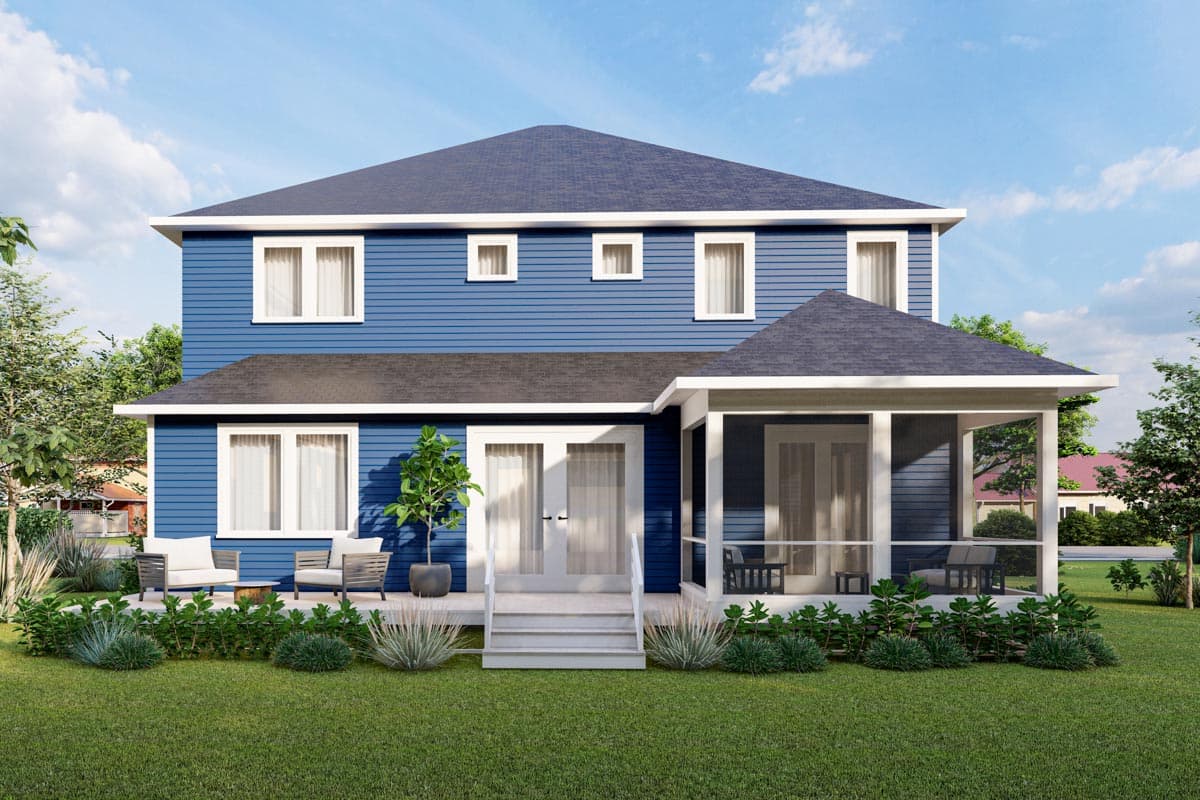 Plan 550015LAN: 2-Story 4-Bed House Plan with Second Floor Covered Deck - 2611 Sq Ft - Image #4 - Country, Traditional