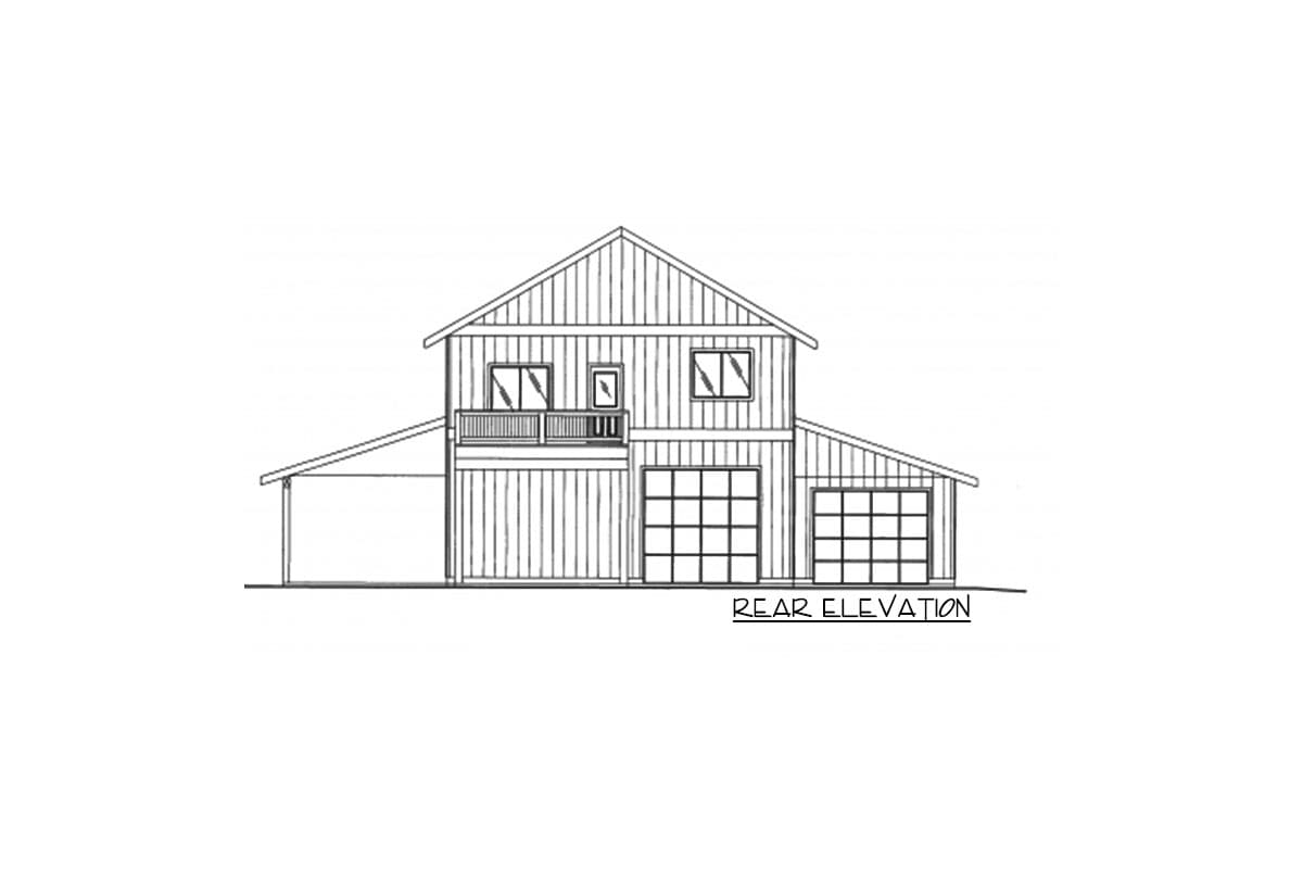 Plan 35401GH: 5 Car Shop with Vaulted Living Space Above - 1660 Sq Ft - Image #4 - Carriage, Mountain, Vacation