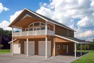 5 Car Shop with Vaulted Living Space Above - 1660 Sq Ft