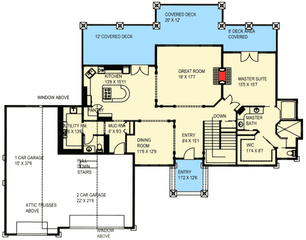Plan 35402GH: Enticing Mountain Home Plan - Floor Plan - Main Level - Mountain, Northwest, Rustic
