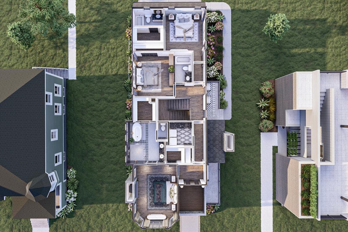 Plan 623264DJ: 3-Bed Modern Victorian Home Plan with Rear-Entry Garage - Image #27 - Cottage, European, Transitional, Victorian