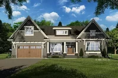 Split Bedroom New American Farmhouse Plan Under 2400 Square Feet with Home Office