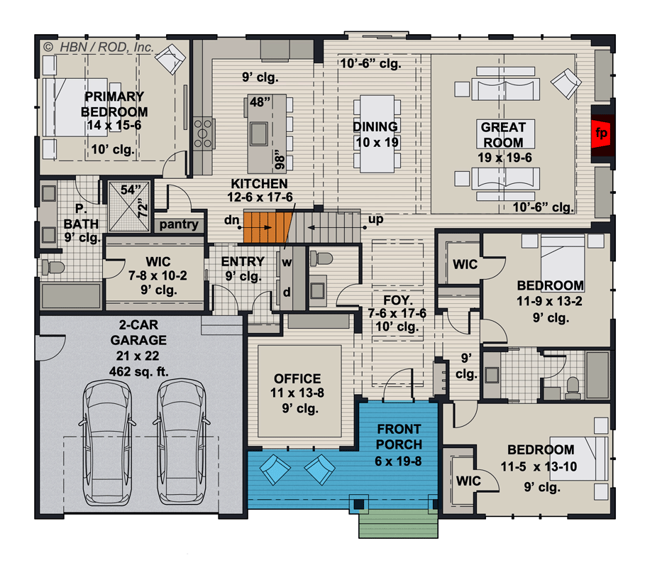 Plan 14762RK: 2366 Square Foot Timber and Stone Modern Farmhouse Plan with Bonus Expansion - Floor Plan - Main Level - Modern Farmhouse, New American