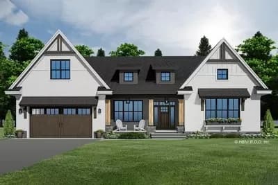 2366 Square Foot Timber and Stone Modern Farmhouse Plan with Bonus Expansion