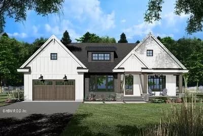 2570 Square Foot One-Story House Plan with Home Office and Split Bed Layout