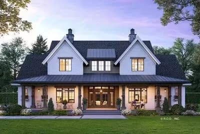 Modern Farmhouse Plan with Home Office and Bonus Expansion - 3482 Sq Ft