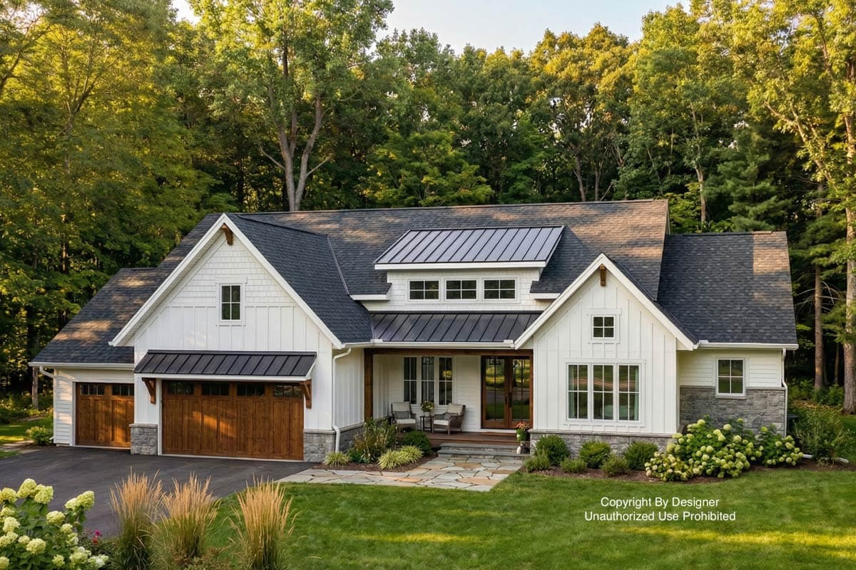 Plan 14774RK: 2176 Square Foot Contemporary Farmhouse with Two 10-Foot-Deep Rear Porches - Image #1 - Country, Craftsman, Modern Farmhouse, New American