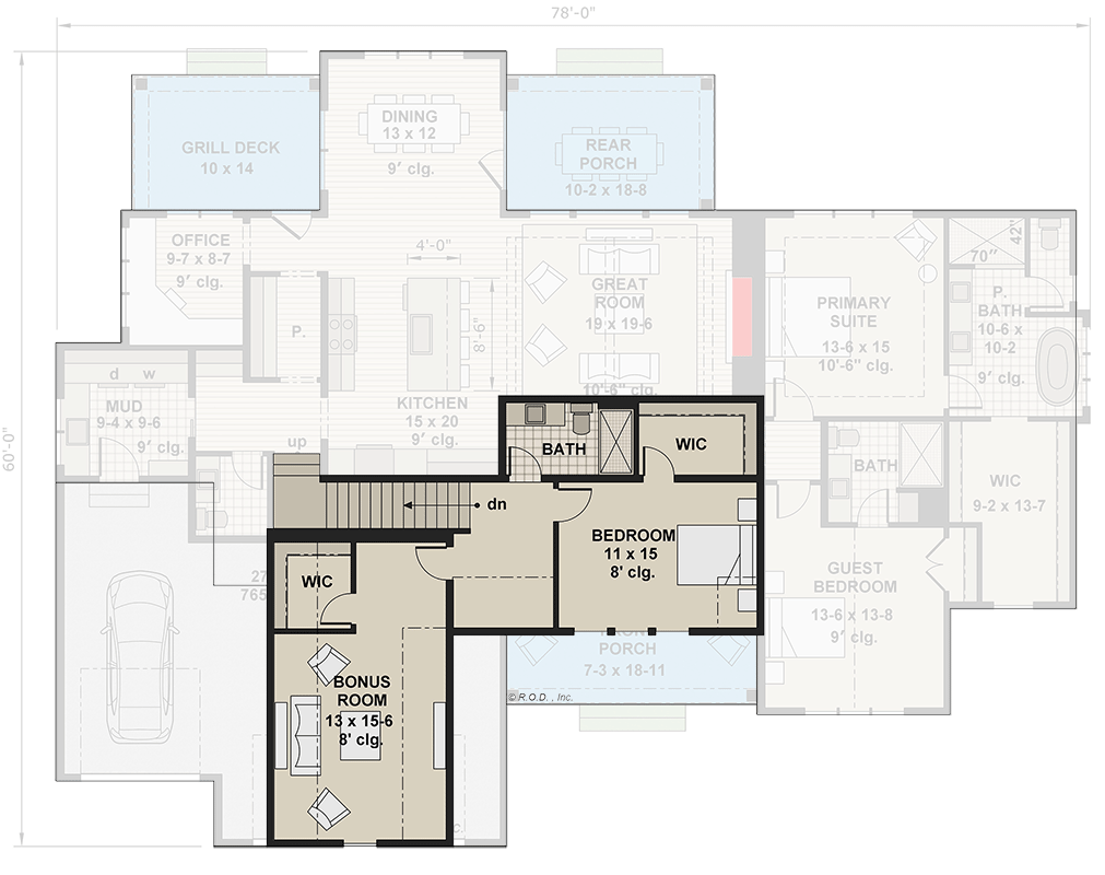 Plan 14775RK: 3138 Square Foot New American House Plan with Upstairs Suite - Floor Plan - 2nd Floor - Country, Craftsman, Farmhouse, Modern Farmhouse, New American, Traditional