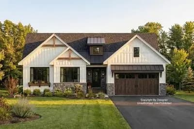 One-Story New American Farmhouse Plan Under 2000 Square Feet with 2-Car Garage