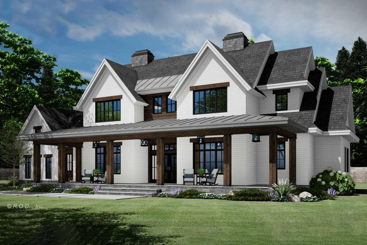 Plan 14778RK: 3,200 Square Foot Modern Farmhouse Plan with Two-Story Great Room - Image #4 - Country, Farmhouse, Modern Farmhouse, New American, Traditional