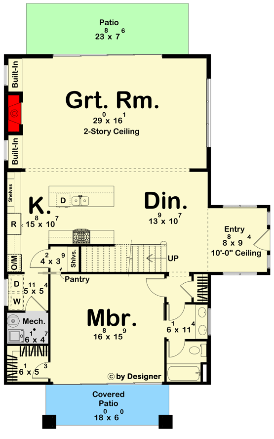 Plan 623265DJ: Modern Barndominium-Style House Plan with Two-Story Great Room - Floor Plan - Main Level - Barndominium, Country, Farmhouse, Modern Farmhouse, New American