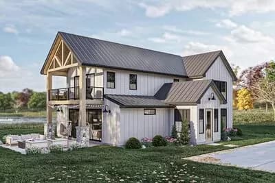 Modern Barndominium-Style House Plan with Two-Story Great Room