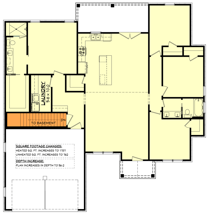 Plan 51944HZ: 1700 Sq Ft Modern Farmhouse Plan with 4-Bedrooms - Floor Plan - Basement Stairs Location - Country, Craftsman, Modern Farmhouse, New American, Traditional
