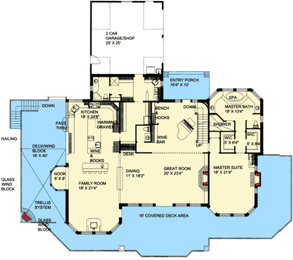 Plan 35407GH: Three Levels and a Massive Deck - Floor Plan - Main Level - Mountain, Northwest, Vacation