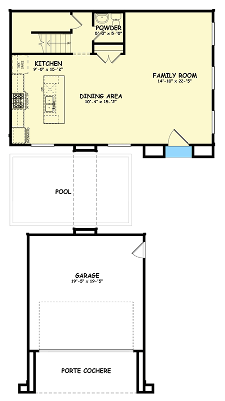 Plan 100311GHR: Contemporary 2-Story House Plan with Pool Concept and 2 Master Suites - Floor Plan - Main Level - Contemporary, Modern