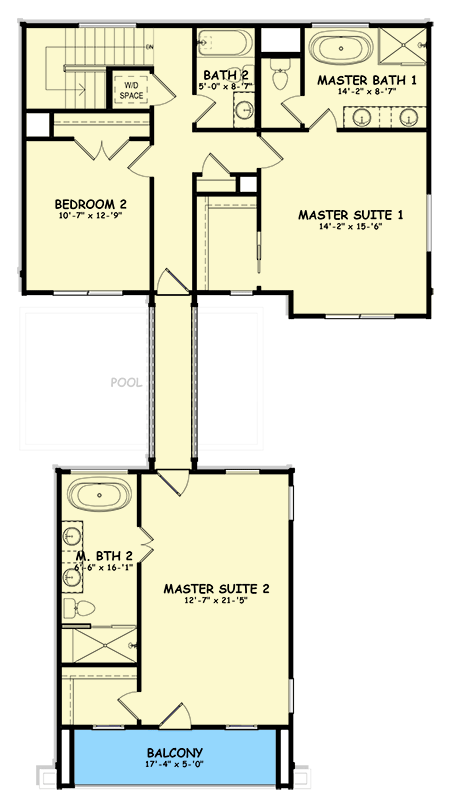 Plan 100311GHR: Contemporary 2-Story House Plan with Pool Concept and 2 Master Suites - Floor Plan - 2nd Floor - Contemporary, Modern