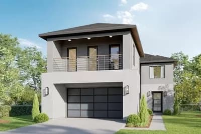 Contemporary 2-Story House Plan with Pool Concept and 2 Master Suites