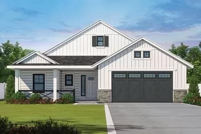 New American Home Plan with Rear Screened Porch - 1619 Sq Ft