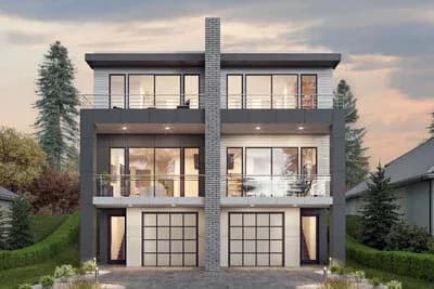 Modern Duplex with Side-By-Side 3-Bed Units Under 2000 Square Feet