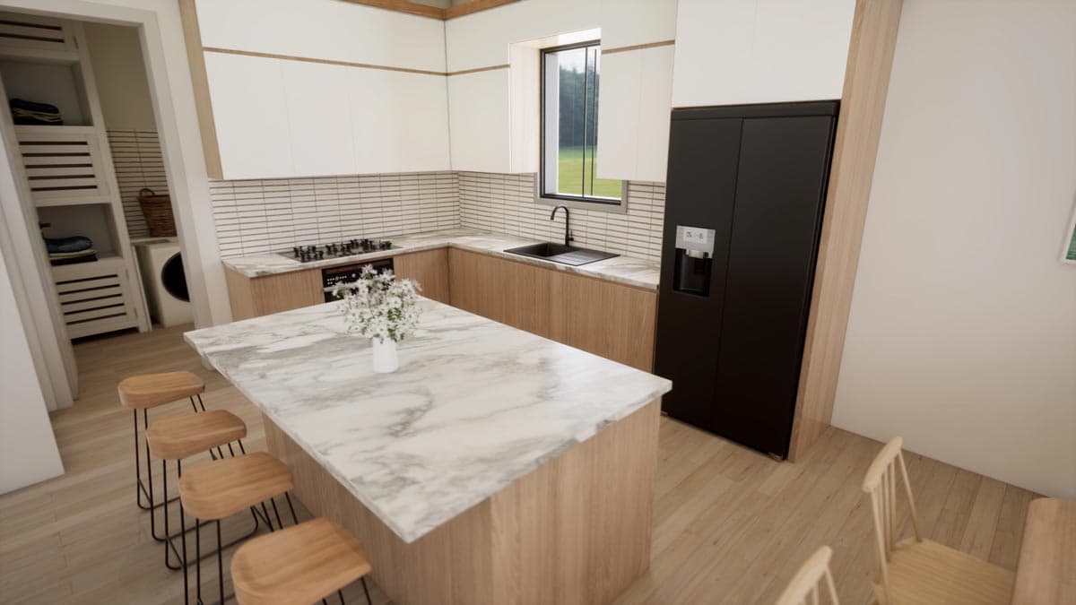 Plan 420104WNT: 2-Bed Modern Cottage House Plan Under 1000 Sq Ft with 15' Ceiling in Vaulted Great Room - Image #10 - Cabin, Contemporary, Cottage, Country, Modern, New American, Traditional, Vacation