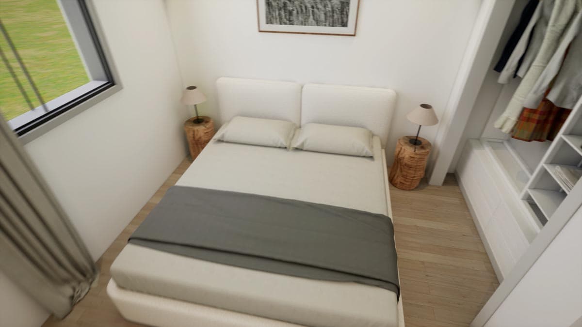 Plan 420104WNT: 2-Bed Modern Cottage House Plan Under 1000 Sq Ft with 15' Ceiling in Vaulted Great Room - Image #14 - Cabin, Contemporary, Cottage, Country, Modern, New American, Traditional, Vacation