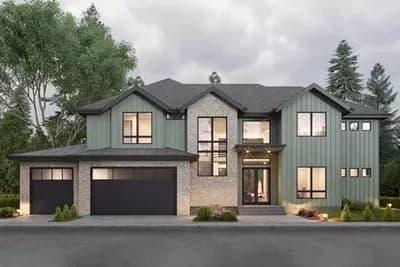 2-Story Contemporary House Plan with 4 Upstairs Bedrooms and a Main Floor Guest Suite