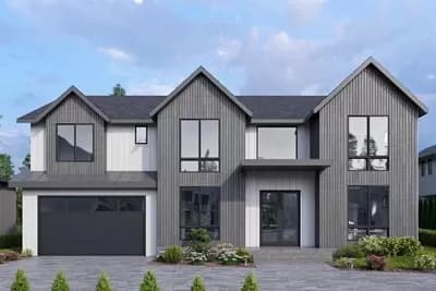 3826 Sq Ft Contemporary Country House Plan with Home Office and 3 Upstairs Bedrooms 