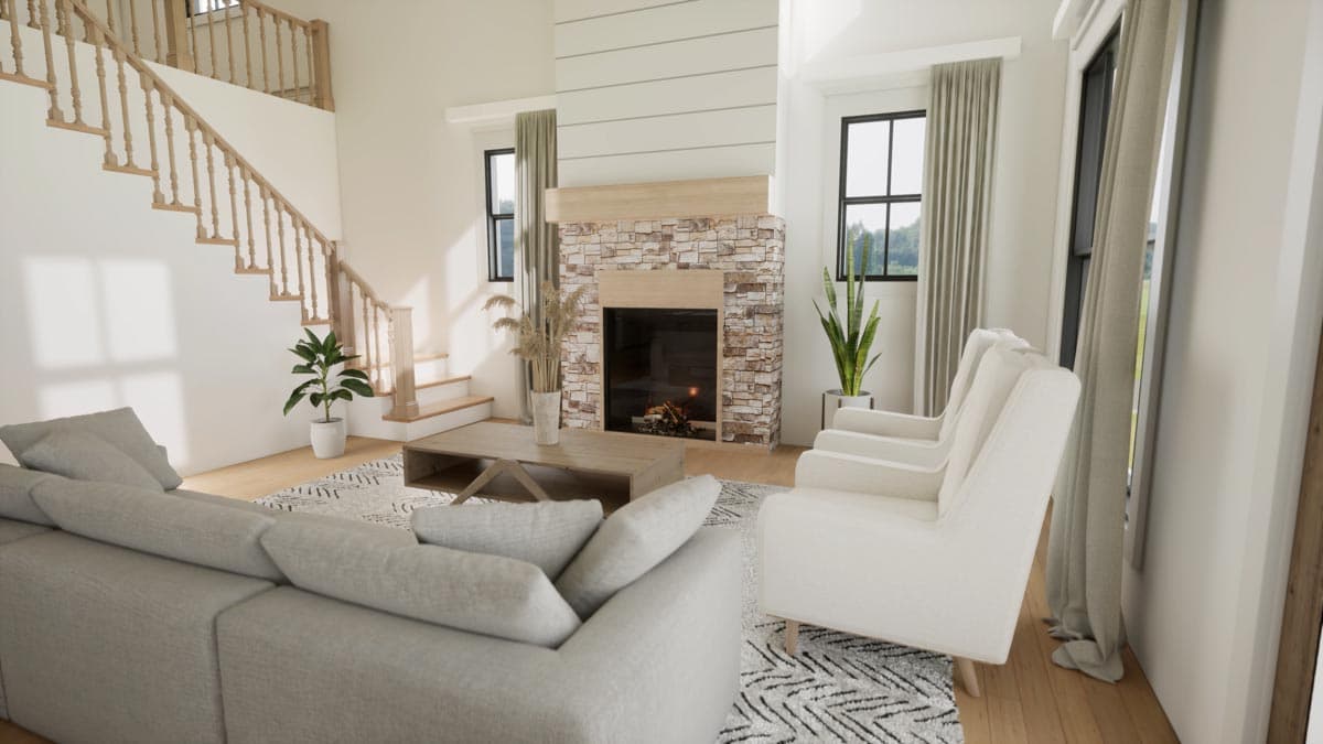 Plan 51946HZ: 4-Bed Two-Story Barndominium-Style Farmhouse Plan with Large Loft - 2417 Sq Ft - Image #17 - Barndominium, Country, Modern Farmhouse, New American, Rustic