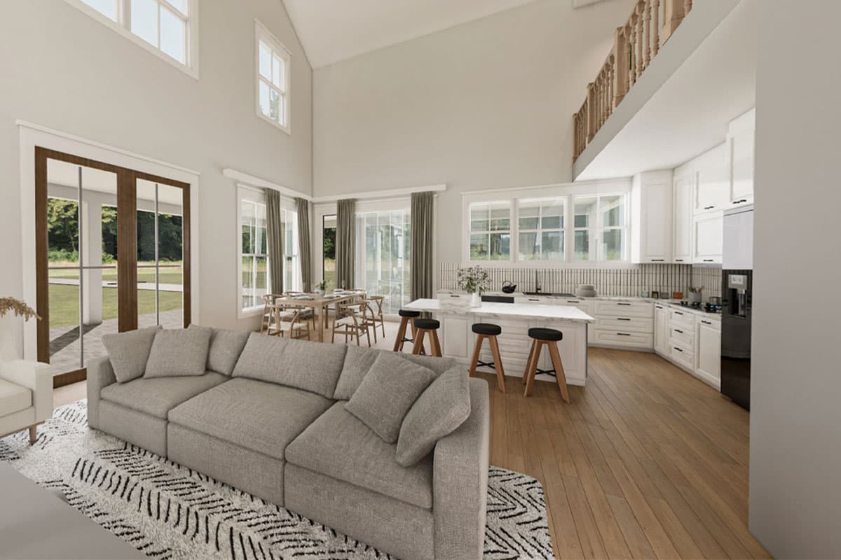 Plan 51946HZ: 4-Bed Two-Story Barndominium-Style Farmhouse Plan with Large Loft - 2417 Sq Ft - Virtual Tour Cover Image - Barndominium, Country, Modern Farmhouse, New American, Rustic