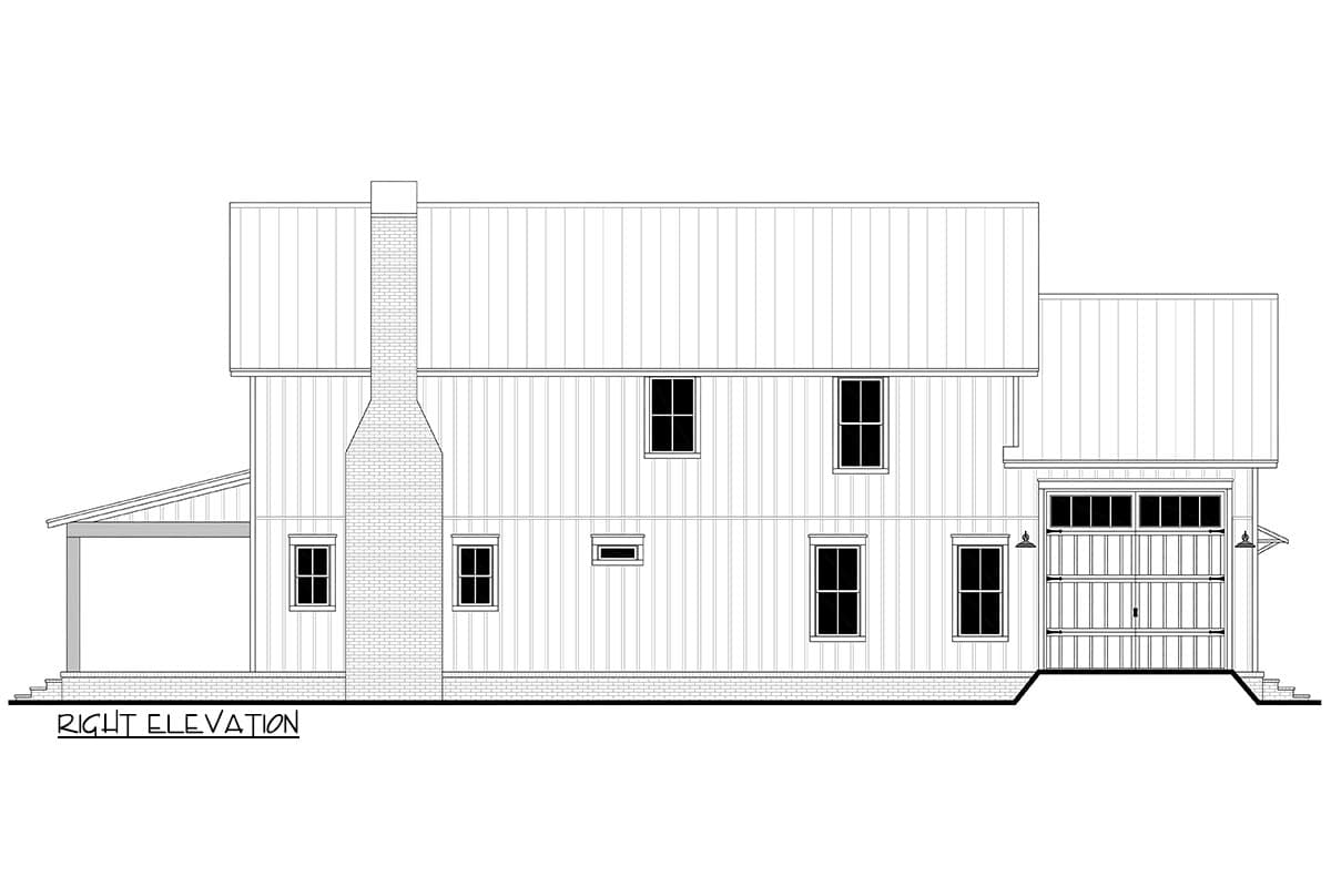 Plan 51946HZ: 4-Bed Two-Story Barndominium-Style Farmhouse Plan with Large Loft - 2417 Sq Ft - Image #40 - Barndominium, Country, Modern Farmhouse, New American, Rustic