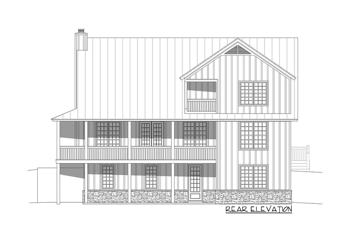 Plan 680173VR: 4-Bed Back Woods House Plan with Lower Level ADU Apartment and Drive-Under Garage - Image #5 - Country