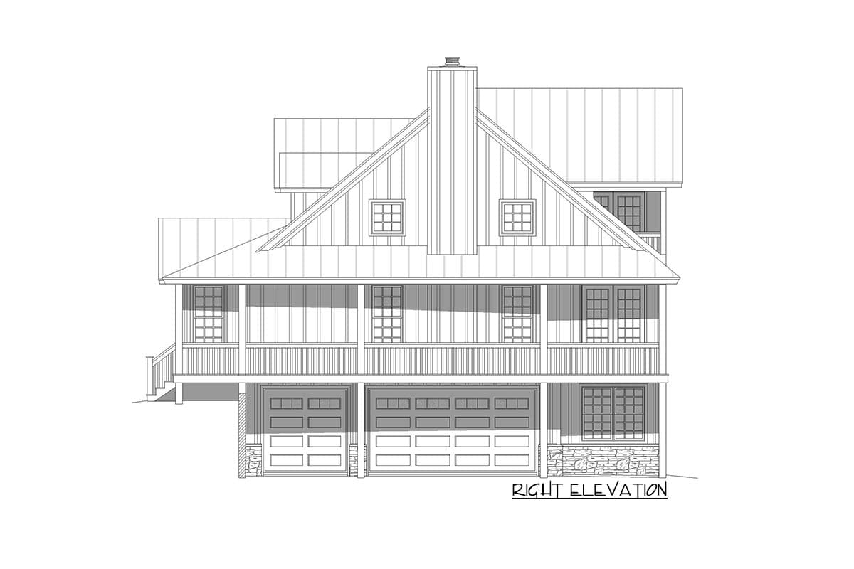 Plan 680173VR: 4-Bed Back Woods House Plan with Lower Level ADU Apartment and Drive-Under Garage - Image #6 - Country