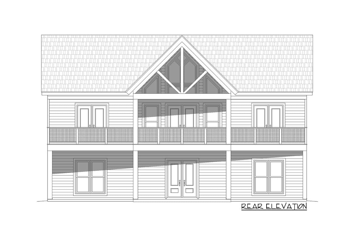 Plan 680174VR: 2 Bed 1357 Square Foot Ranch House Plan for the Rear Sloping Lot - Image #5 - Country, Craftsman, Mountain, Traditional