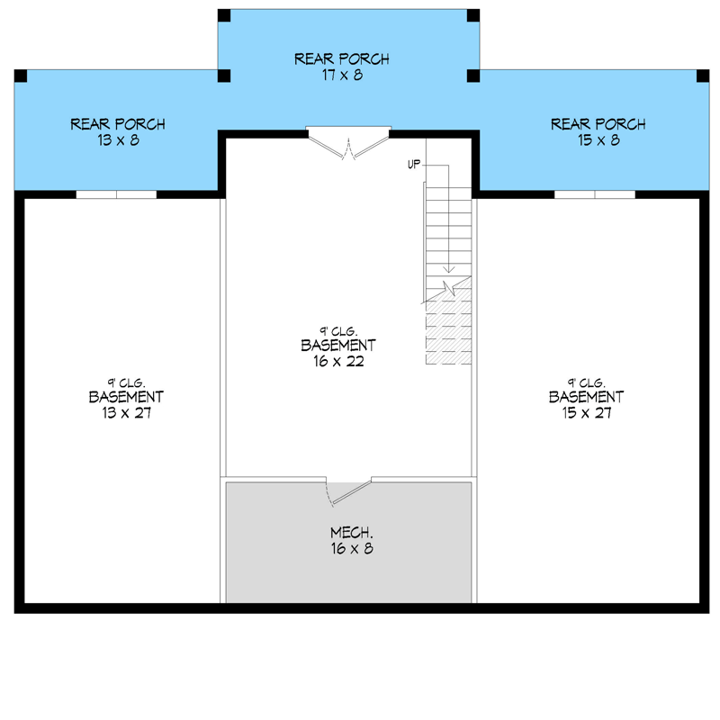 Plan 680174VR: 2 Bed 1357 Square Foot Ranch House Plan for the Rear Sloping Lot - Floor Plan - Walkout Basement Foundation - Country, Craftsman, Mountain, Traditional