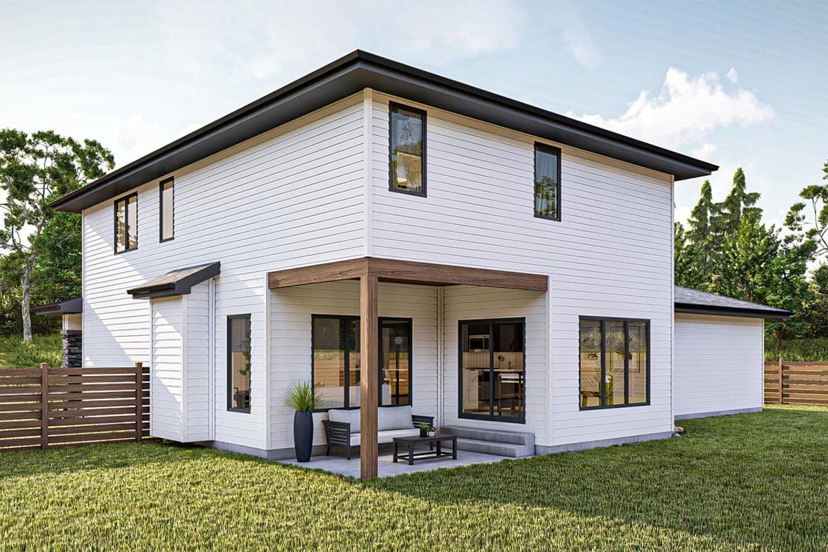 Plan 623266DJ: 2200 Sq. Ft. Modern Prairie House Plan with Home Office and Upstairs Laundry - Image #5 - Modern, Prairie